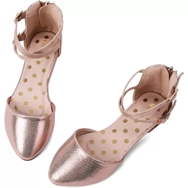 nerteo Girl's Pretty Glitter Ballet Flats Ankle Strap Dress Shoes Sandals 