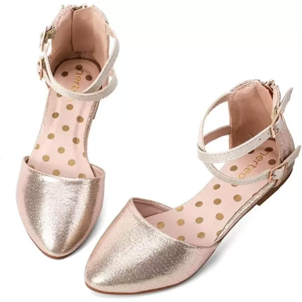 nerteo Girl's Pretty Glitter Ballet Flats Ankle Strap Dress Shoes Sandals 