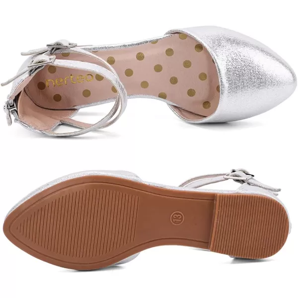 nerteo Girl's Pretty Glitter Ballet Flats Ankle Strap Dress Shoes Sandals 