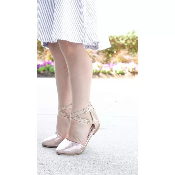 nerteo Girl's Pretty Glitter Ballet Flats Ankle Strap Dress Shoes Sandals 