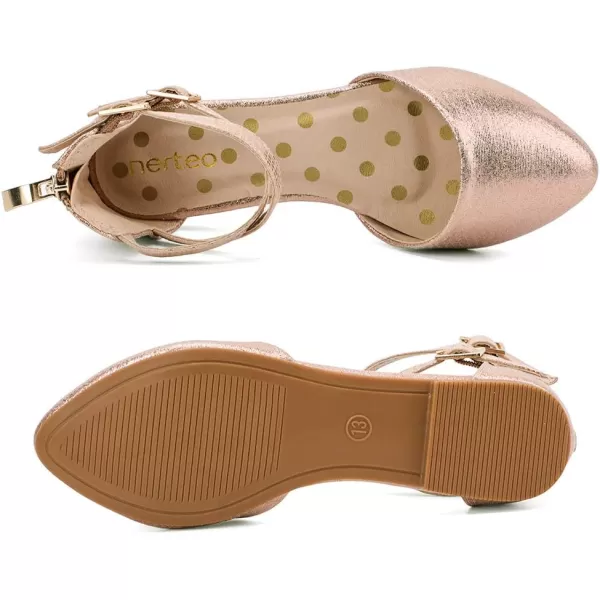 nerteo Girl's Pretty Glitter Ballet Flats Ankle Strap Dress Shoes Sandals 