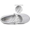 imagenerteo Girls Mary Jane Ballerina Flat Dress Shoes Little KidsBig KidSilver Glitter