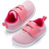 imagenerteo Toddler Wide Toe Walking Shoes Girls Barefoot Shoes Breathable Lightweight Tennis ShoesLight Pink
