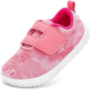imagenerteo Toddler Wide Toe Walking Shoes Girls Barefoot Shoes Breathable Lightweight Tennis ShoesTie DyePink