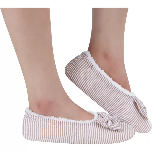 Snoozies Womens Pink Seersucker Ballerina