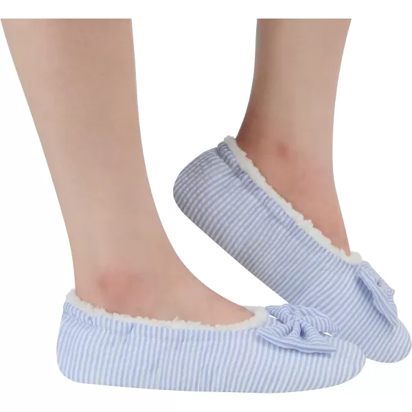 Snoozies Womens Pink Seersucker Ballerina