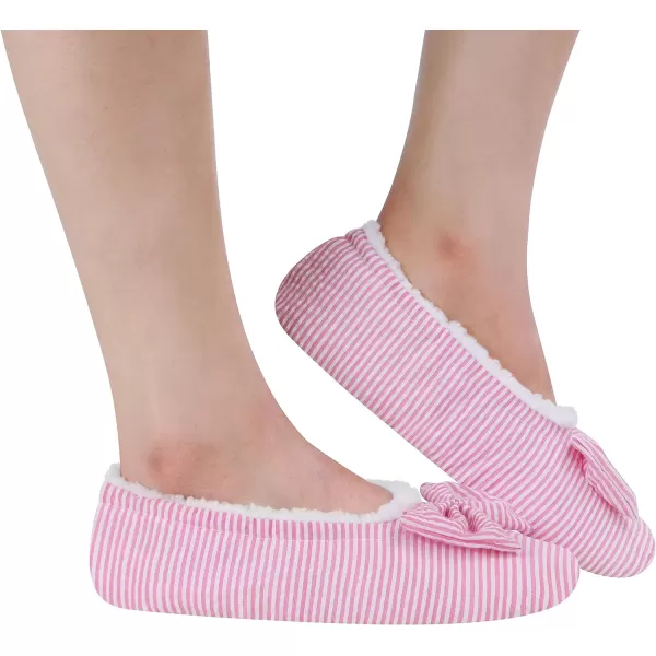 Snoozies Womens Pink Seersucker Ballerina