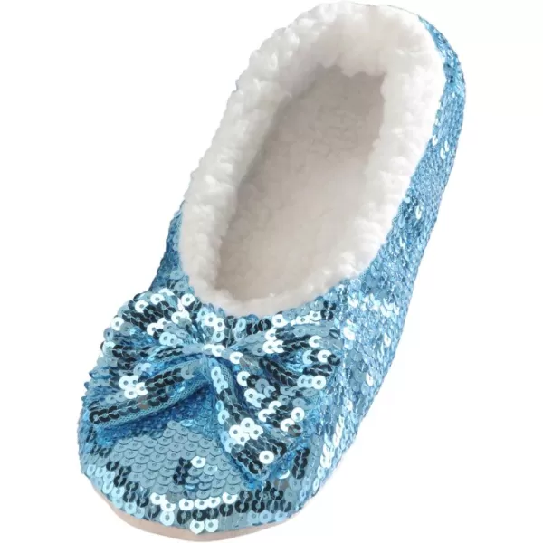 Snoozies Ballerina Bling Metallic Shine Women Slippers | Sequin House Slippers for Women | Slipper Socks with Grippers for Women | Cute Slippers for Women