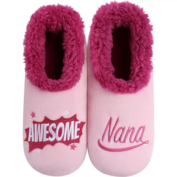 Snoozies Pairable Slipper Socks - Funny House Slippers for Women, Non-Slip Fuzzy Slipper Socks - Awesome Nana