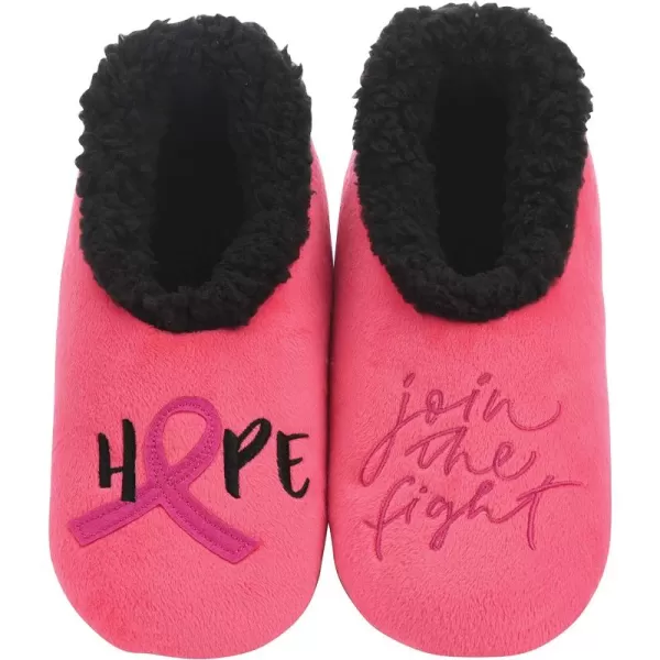 Snoozies Pairable Slipper Socks - Funny House Slippers for Women, Non-Slip Fuzzy Slipper Socks - BCA Hope/Join the Fight