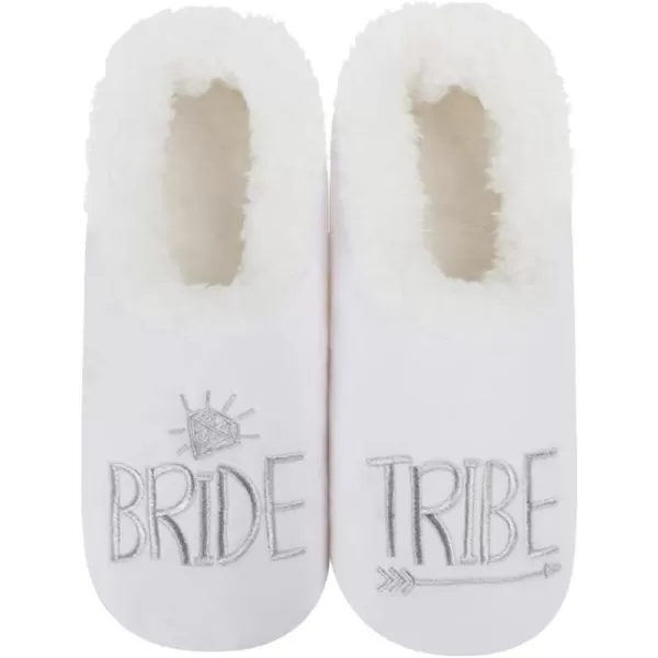 Snoozies Pairable Slipper Socks - Funny House Slippers for Women, Non-Slip Fuzzy Slipper Socks - Bride Tribe