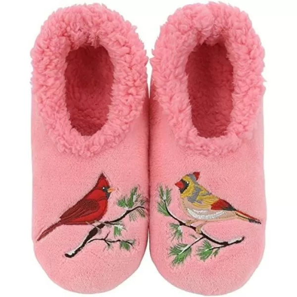 Snoozies Pairable Slipper Socks - Funny House Slippers for Women, Non-Slip Fuzzy Slipper Socks - Cardinals