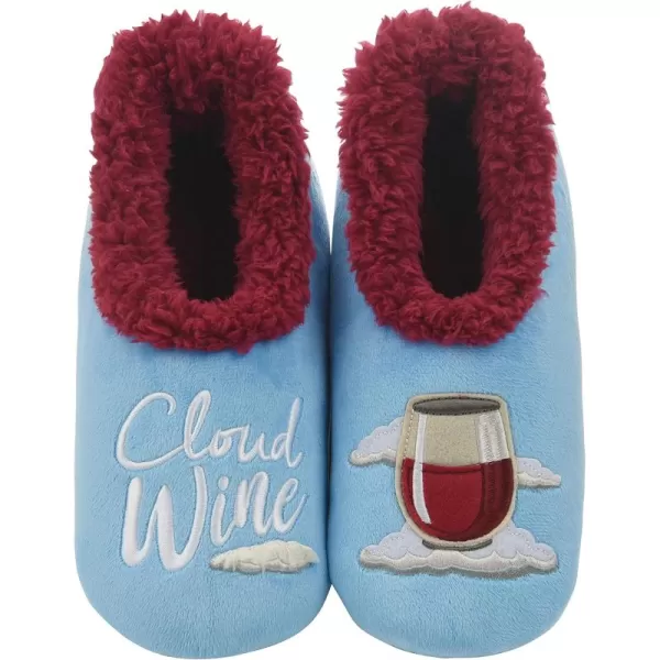 Snoozies Pairable Slipper Socks - Funny House Slippers for Women, Non-Slip Fuzzy Slipper Socks - Cloud Wine