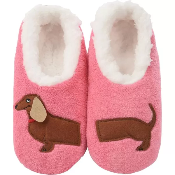 Snoozies Pairable Slipper Socks - Funny House Slippers for Women, Non-Slip Fuzzy Slipper Socks - Dachshund