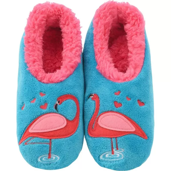 Snoozies Pairable Slipper Socks - Funny House Slippers for Women, Non-Slip Fuzzy Slipper Socks - Flamingo