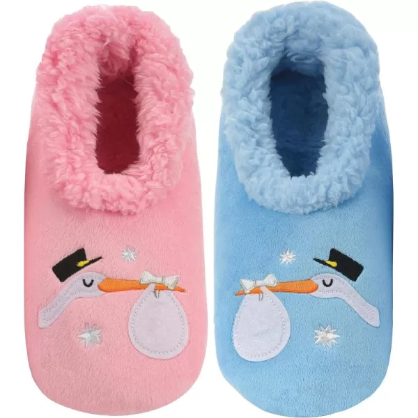 Snoozies Pairable Slipper Socks - Funny House Slippers for Women, Non-Slip Fuzzy Slipper Socks - Gender Reveal