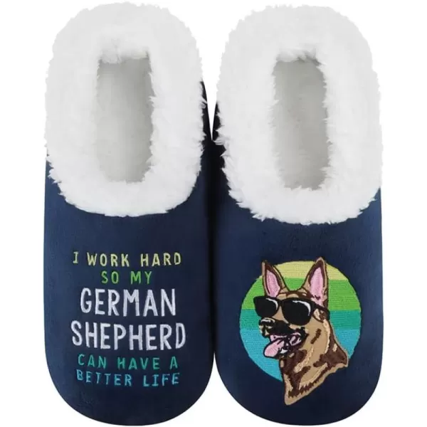 Snoozies Pairable Slipper Socks - Funny House Slippers for Women, Non-Slip Fuzzy Slipper Socks - German Shephard