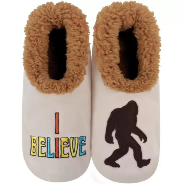 Snoozies Pairable Slipper Socks - Funny House Slippers for Women, Non-Slip Fuzzy Slipper Socks - I Believe