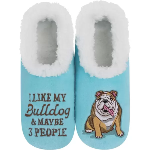 Snoozies Pairable Slipper Socks - Funny House Slippers for Women, Non-Slip Fuzzy Slipper Socks - I Like My Bulldog Pairables