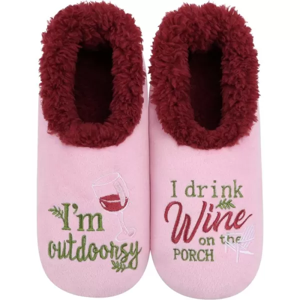 Snoozies Pairable Slipper Socks - Funny House Slippers for Women, Non-Slip Fuzzy Slipper Socks - I'm Outdoorsy