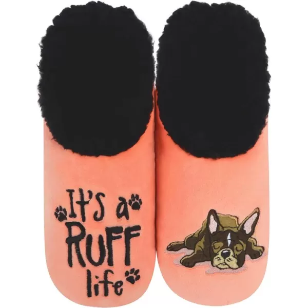Snoozies Pairable Slipper Socks - Funny House Slippers for Women, Non-Slip Fuzzy Slipper Socks - It's a Ruff Life Pairables