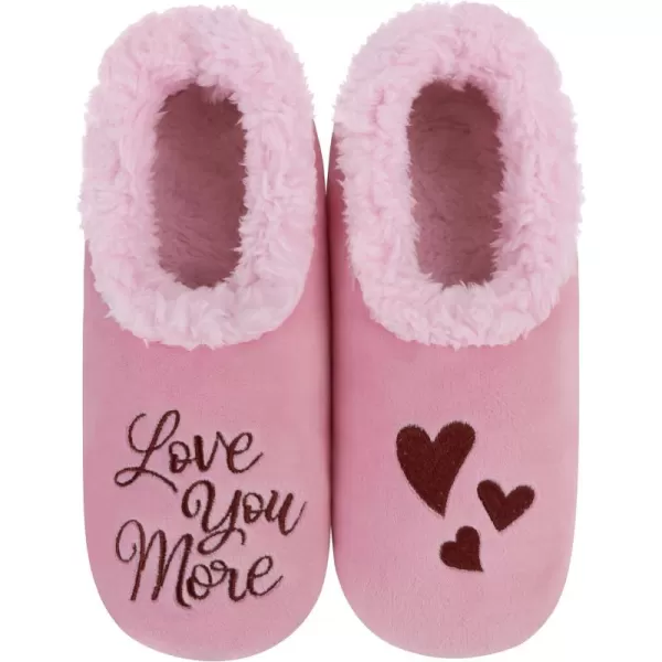 Snoozies Pairable Slipper Socks - Funny House Slippers for Women, Non-Slip Fuzzy Slipper Socks - Love You More