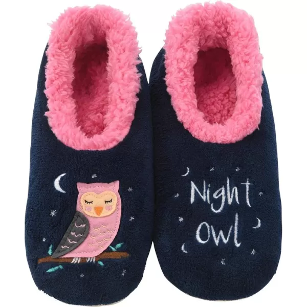 Snoozies Pairable Slipper Socks - Funny House Slippers for Women, Non-Slip Fuzzy Slipper Socks - Night Owl