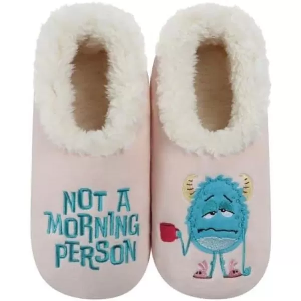 Snoozies Pairable Slipper Socks - Funny House Slippers for Women, Non-Slip Fuzzy Slipper Socks - Not A Morning Person