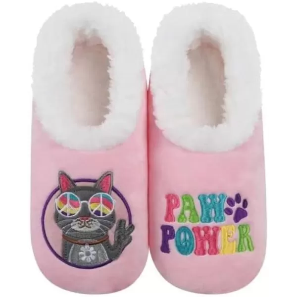 Snoozies Pairable Slipper Socks - Funny House Slippers for Women, Non-Slip Fuzzy Slipper Socks - Paw Power