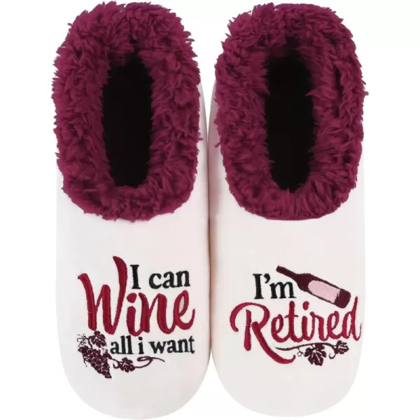 Snoozies Pairable Slipper Socks - Funny House Slippers for Women, Non-Slip Fuzzy Slipper Socks - Retired