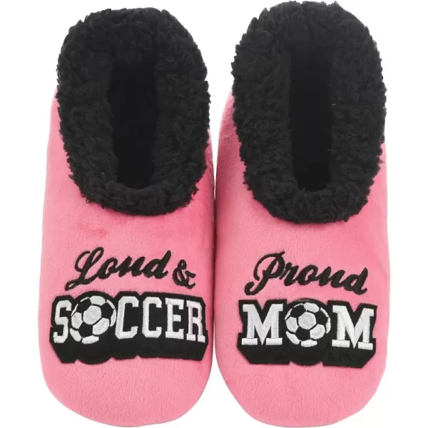 Snoozies Pairable Slipper Socks - Funny House Slippers for Women, Non-Slip Fuzzy Slipper Socks - Soccer Mom