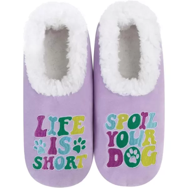 Snoozies Pairable Slipper Socks - Funny House Slippers for Women, Non-Slip Fuzzy Slipper Socks - Spoil Your Dog