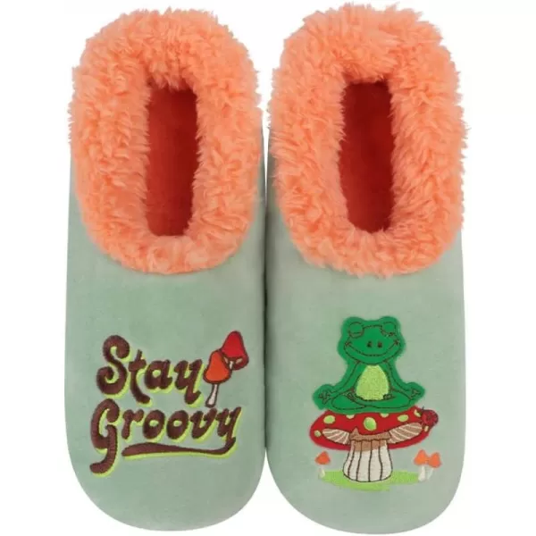 Snoozies Pairable Slipper Socks - Funny House Slippers for Women, Non-Slip Fuzzy Slipper Socks - Stay Groovy