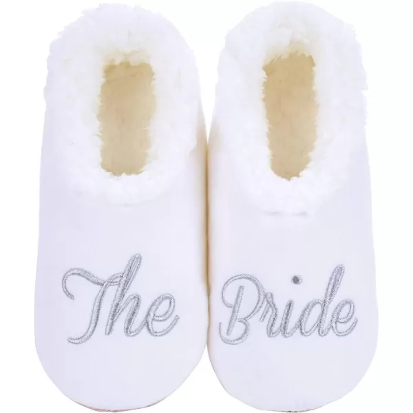 Snoozies Pairable Slipper Socks - Funny House Slippers for Women, Non-Slip Fuzzy Slipper Socks - The Bride