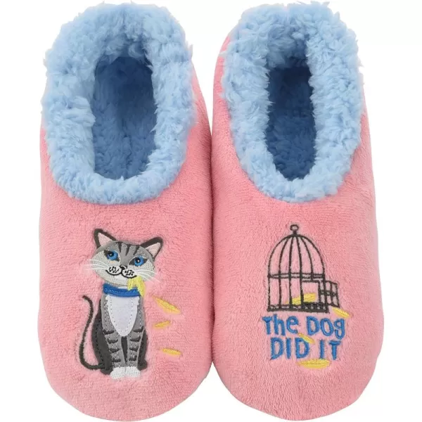 Snoozies Pairable Slipper Socks - Funny House Slippers for Women, Non-Slip Fuzzy Slipper Socks - The Dog Did It