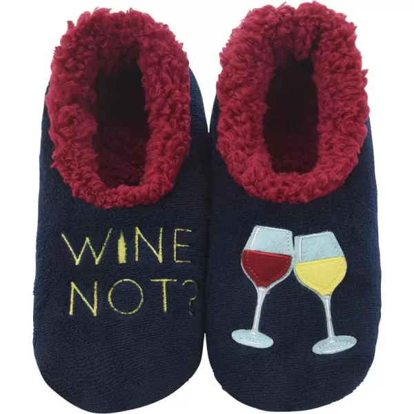 Snoozies Pairable Slipper Socks - Funny House Slippers for Women, Non-Slip Fuzzy Slipper Socks - Wine Not?
