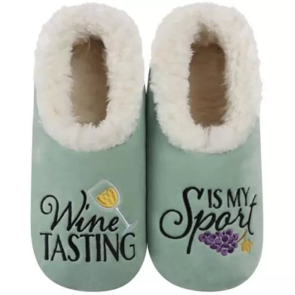 Snoozies Pairable Slipper Socks - Funny House Slippers for Women, Non-Slip Fuzzy Slipper Socks - Wine Tasting Is My Sport