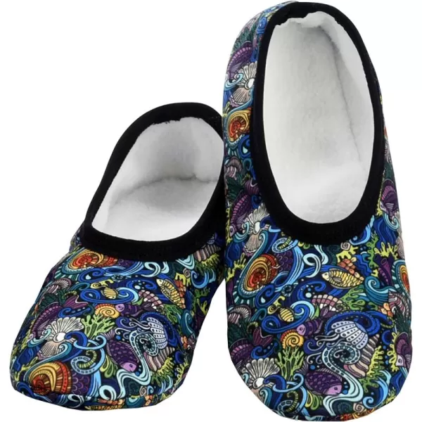 Snoozies Skinnies Slipper Socks – Cozy, Foldable Slippers for Women, Non Slip Socks for Travel &amp; Indoors - Bright Daisy