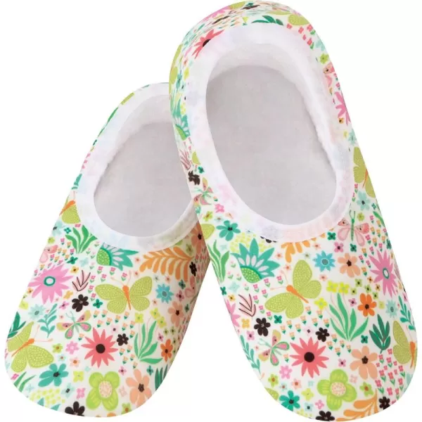 Snoozies Skinnies Slipper Socks – Cozy, Foldable Slippers for Women, Non Slip Socks for Travel &amp; Indoors - Butterfly Garden