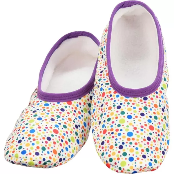 Snoozies Skinnies Slipper Socks – Cozy, Foldable Slippers for Women, Non Slip Socks for Travel &amp; Indoors - Multi Dots
