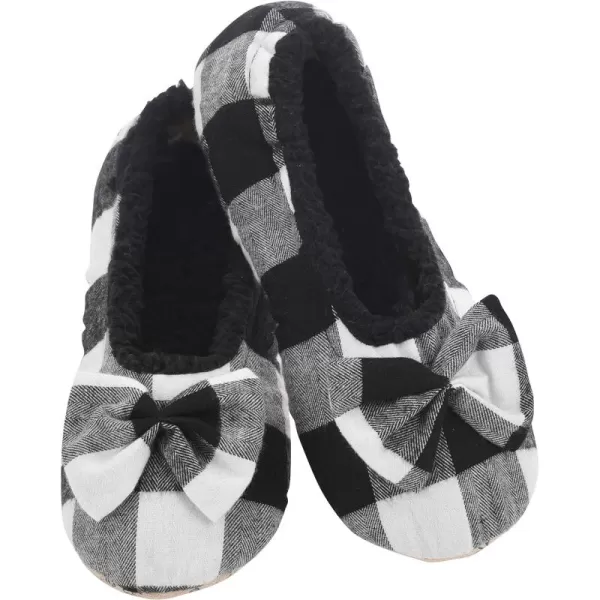 Snoozies Slippers for Women - Buffalo Plaid Ballerina Womens Slippers - Fuzzy House Slippers for Women - Lightweight Slippers