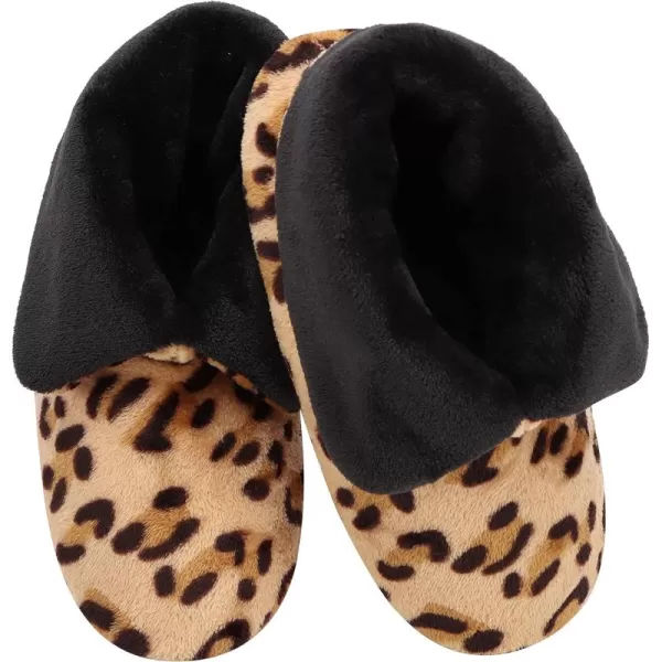 Snoozies Slippers for Women - Leopard Velour Booties - Womens Slippers - Cozy Slippers - Fuzzy Slippers - Women House Shoes