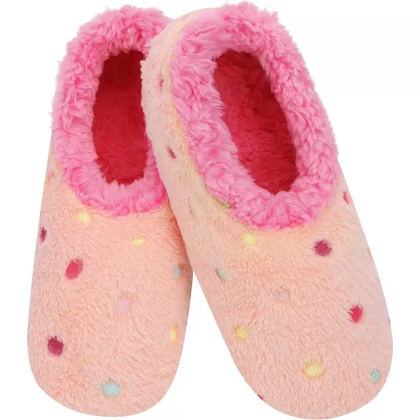 Snoozies Slippers for Women | Lotsa Dots Colorful Cozy Sherpa Slipper Socks | Womens House Slippers | Cozy Slippers for Women | Colorful Womens Fuzzy Slippers