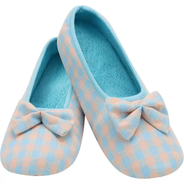 Snoozies Womens Pink Gingham Ballet Size