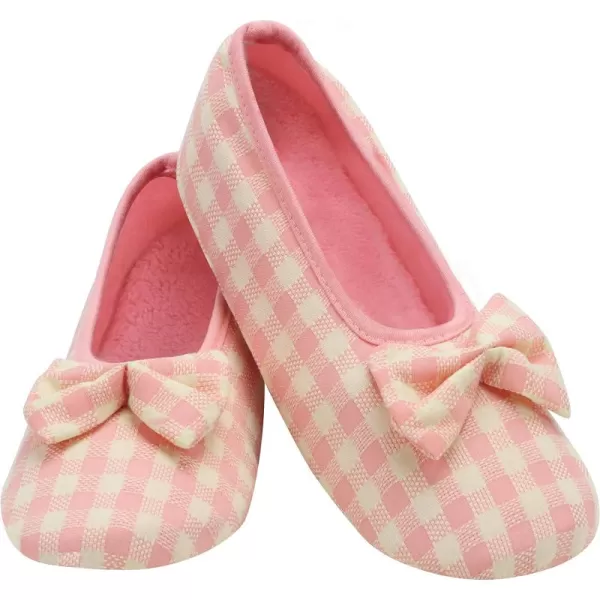 Snoozies Womens Pink Gingham Ballet Size