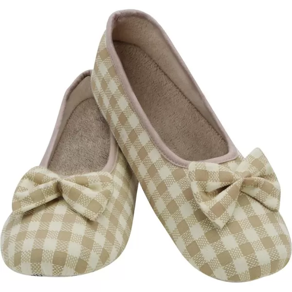 Snoozies Womens Pink Gingham Ballet Size