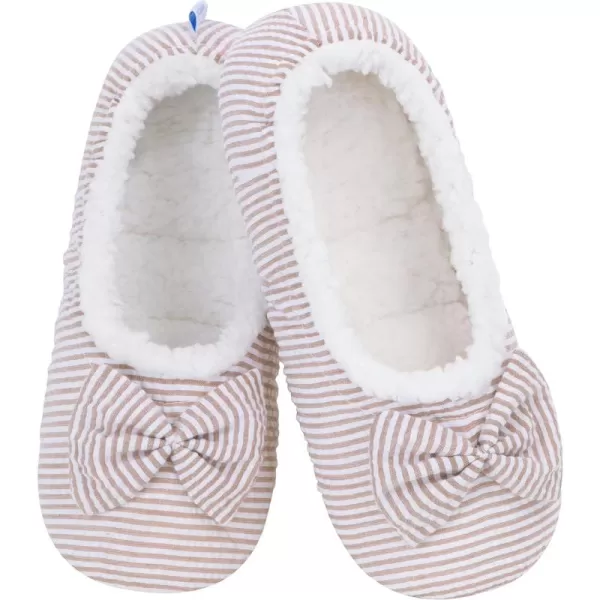 Snoozies Womens Pink Seersucker Ballerina