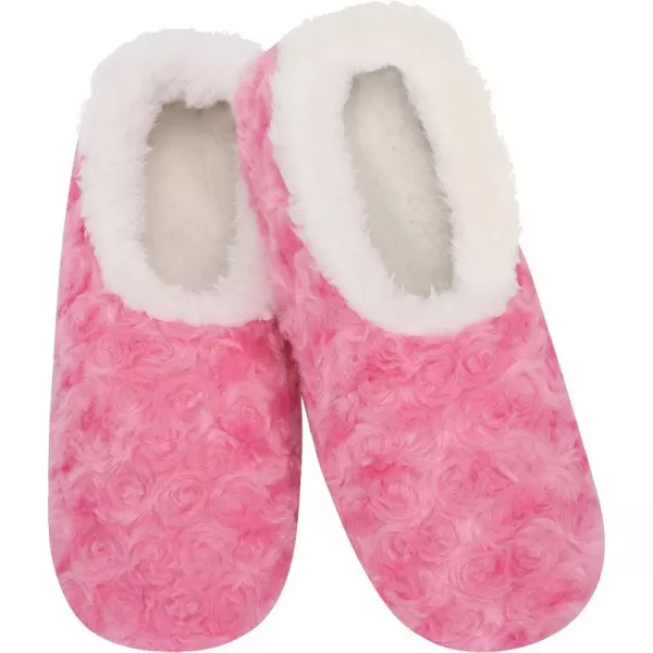Snoozies Womens Slipper Socks - Cozy Slippers for Women - Fuzzy House Slippers for Indoor Use - Soft Sole Slippers - Roses in Bloom