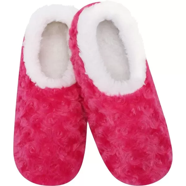 Snoozies Womens Slipper Socks - Cozy Slippers for Women - Fuzzy House Slippers for Indoor Use - Soft Sole Slippers - Roses in Bloom