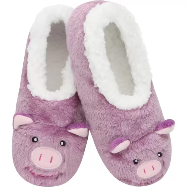 Snoozies Womens Slipper Socks - Cozy Slippers for Women - Fuzzy House Slippers for Indoor Use - Soft Sole Slippers - Wild Animals